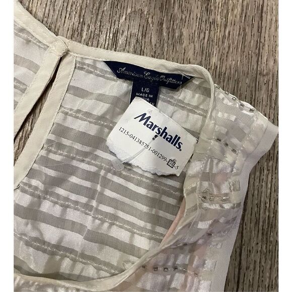 American Eagle Layered Tank Cream Large Sequin Pink Tank New - Picture 2 of 5